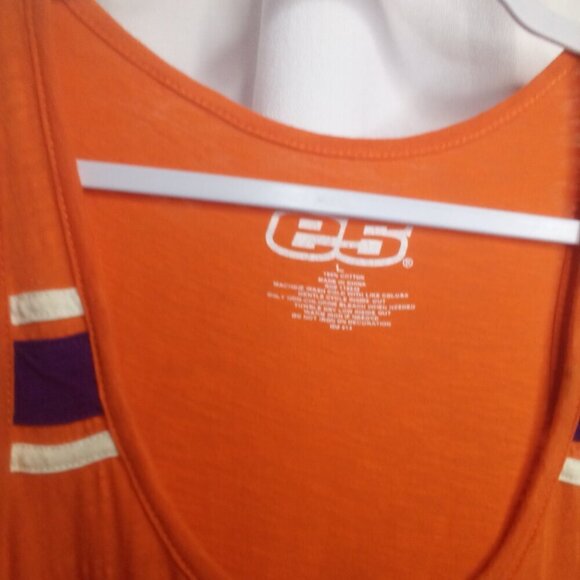E5 Tank Top L Women Clemson Tigers Racer Back Glitter Orange Purple - Picture 4 of 13